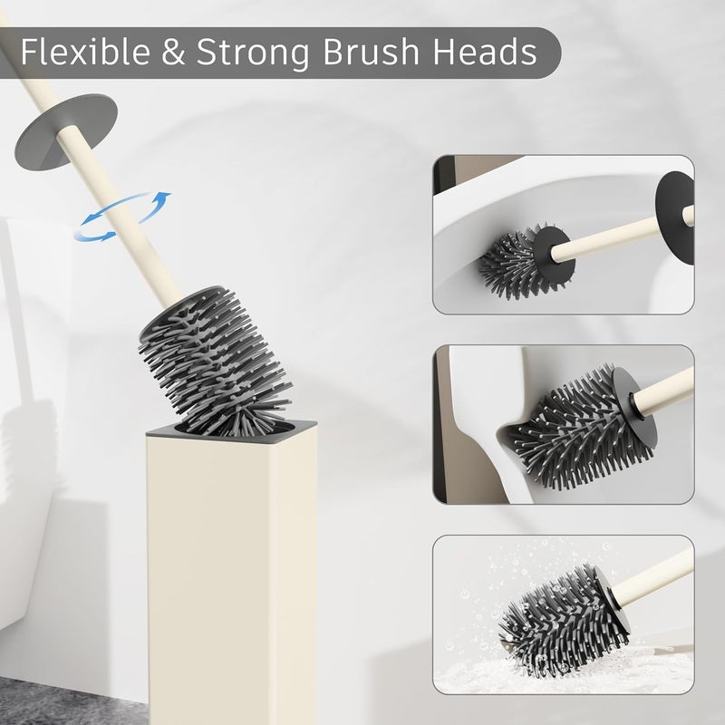 BVL Toilet Brush and Holder Set White Freestanding for Bathroom - Image 4